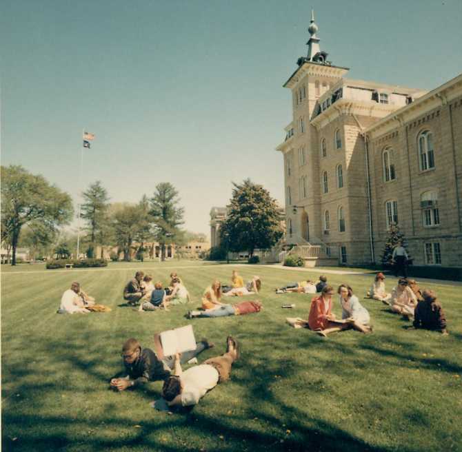 NCC students on old main lawn 1967